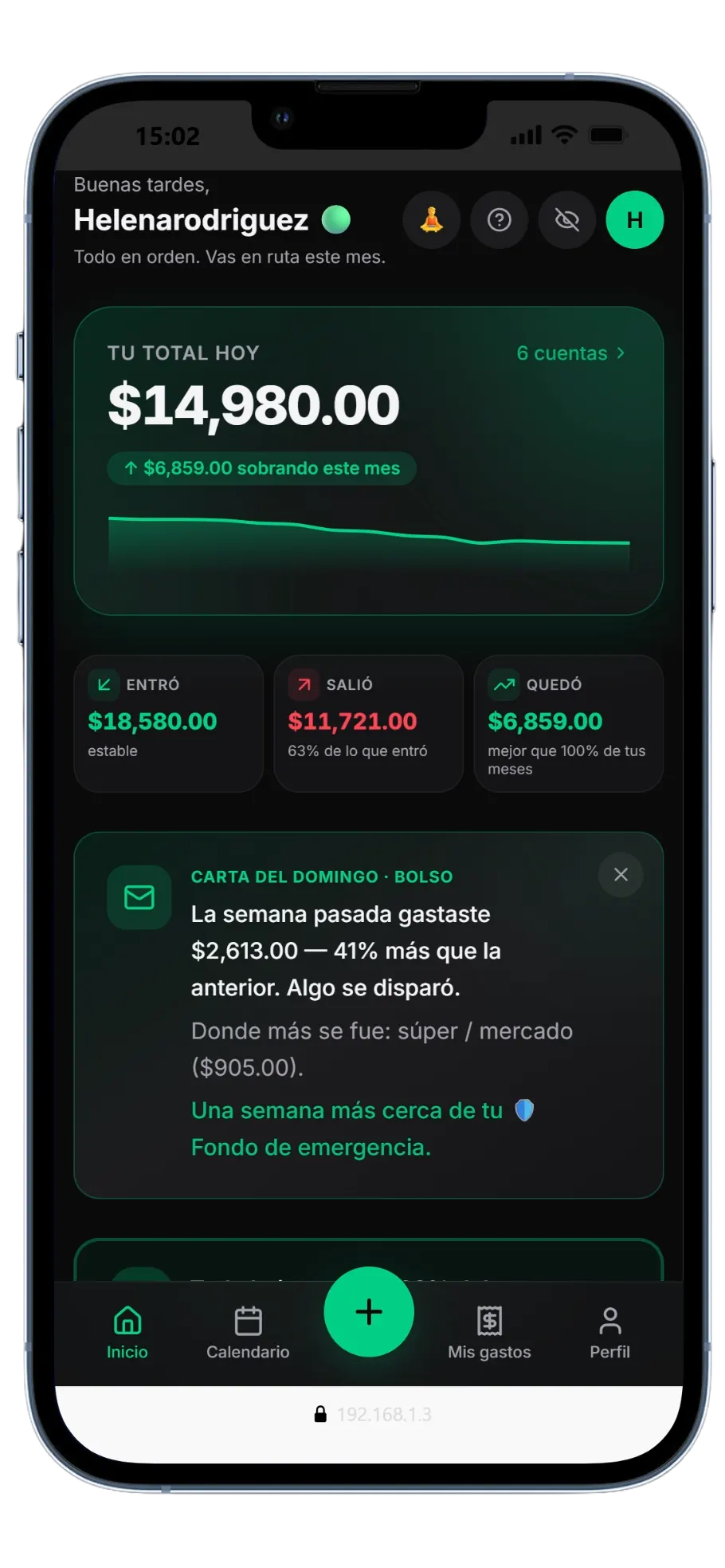 Saldo total y carta del domingo